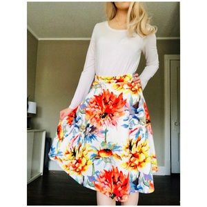 Floral Long A-Line Spring/Summer Skirt